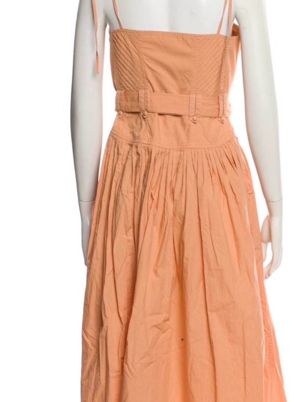 Ulla Johnson Peach Button-Front Midi Dress with D-Ring Belt - Picture 2 of 5